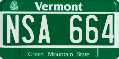 VT license plate NSA664