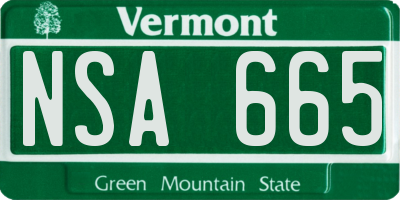 VT license plate NSA665