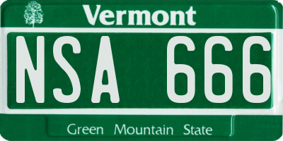 VT license plate NSA666