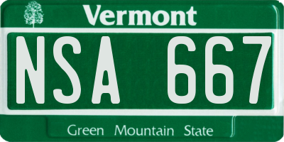 VT license plate NSA667