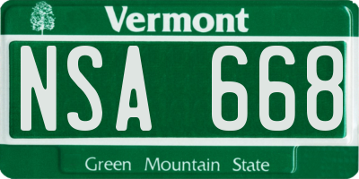 VT license plate NSA668