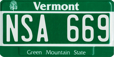 VT license plate NSA669