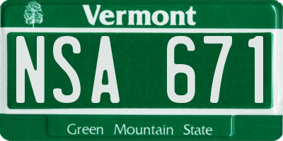 VT license plate NSA671