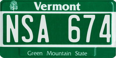 VT license plate NSA674