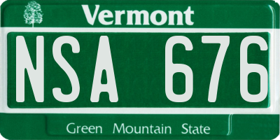 VT license plate NSA676