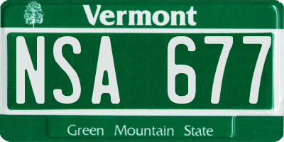 VT license plate NSA677