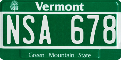 VT license plate NSA678