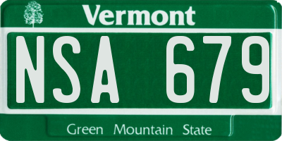 VT license plate NSA679