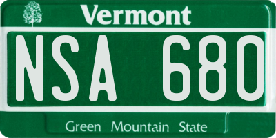 VT license plate NSA680