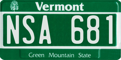 VT license plate NSA681