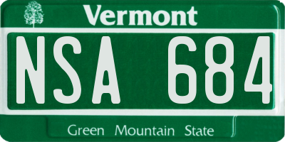 VT license plate NSA684