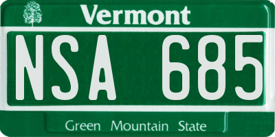 VT license plate NSA685