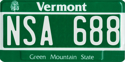 VT license plate NSA688