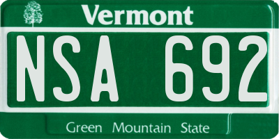 VT license plate NSA692