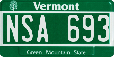 VT license plate NSA693