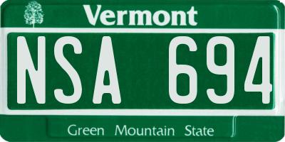 VT license plate NSA694