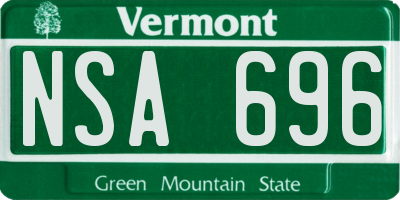 VT license plate NSA696