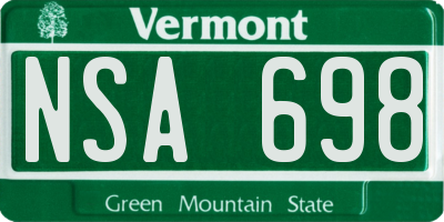 VT license plate NSA698