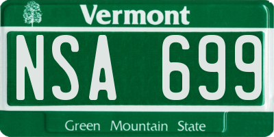 VT license plate NSA699