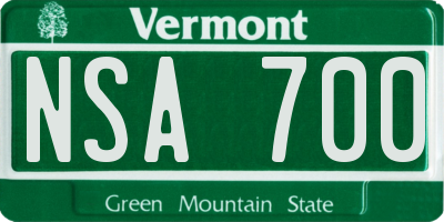 VT license plate NSA700