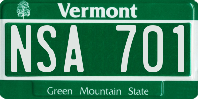 VT license plate NSA701