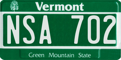 VT license plate NSA702