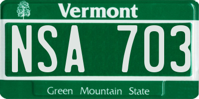 VT license plate NSA703