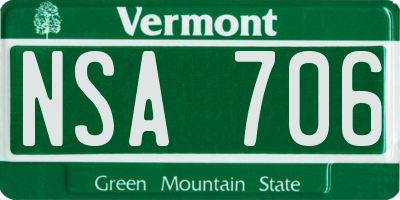 VT license plate NSA706