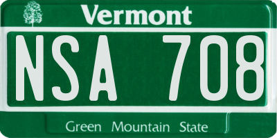 VT license plate NSA708
