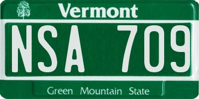 VT license plate NSA709