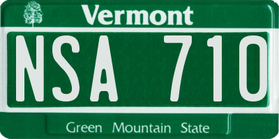 VT license plate NSA710
