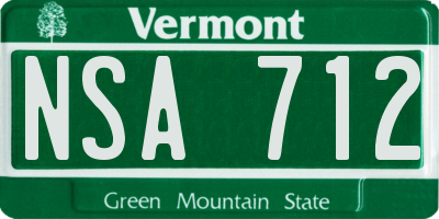 VT license plate NSA712