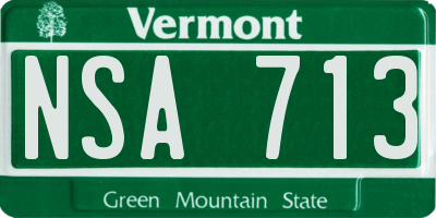 VT license plate NSA713
