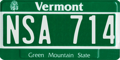 VT license plate NSA714