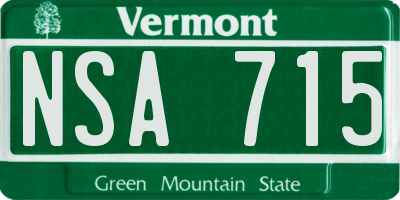 VT license plate NSA715
