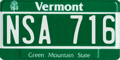 VT license plate NSA716