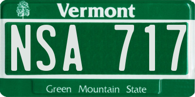 VT license plate NSA717