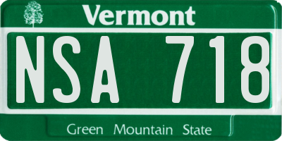 VT license plate NSA718