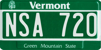 VT license plate NSA720