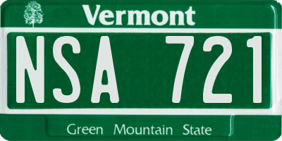 VT license plate NSA721