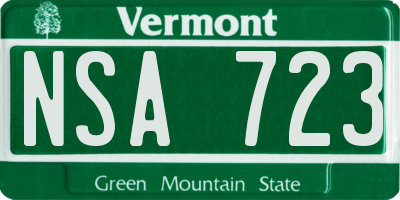 VT license plate NSA723