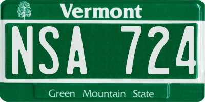 VT license plate NSA724