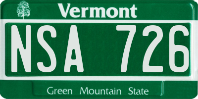 VT license plate NSA726