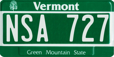 VT license plate NSA727