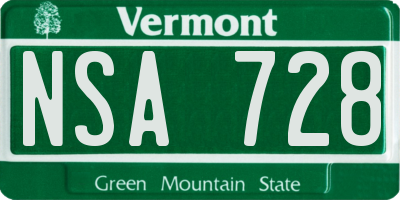VT license plate NSA728