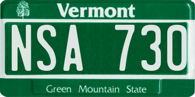 VT license plate NSA730
