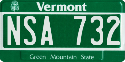 VT license plate NSA732