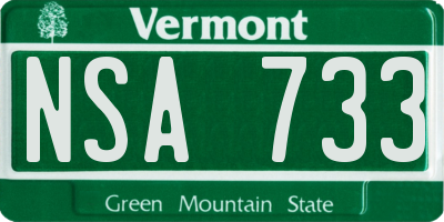 VT license plate NSA733