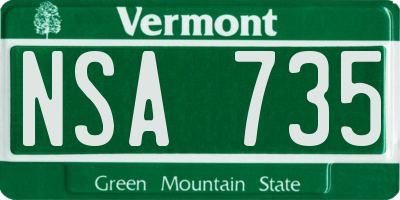 VT license plate NSA735