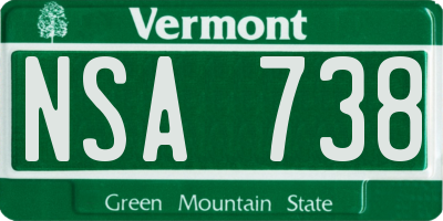 VT license plate NSA738